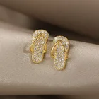 Женские серьги-шлепанцы с кристаллами, золотого цвета