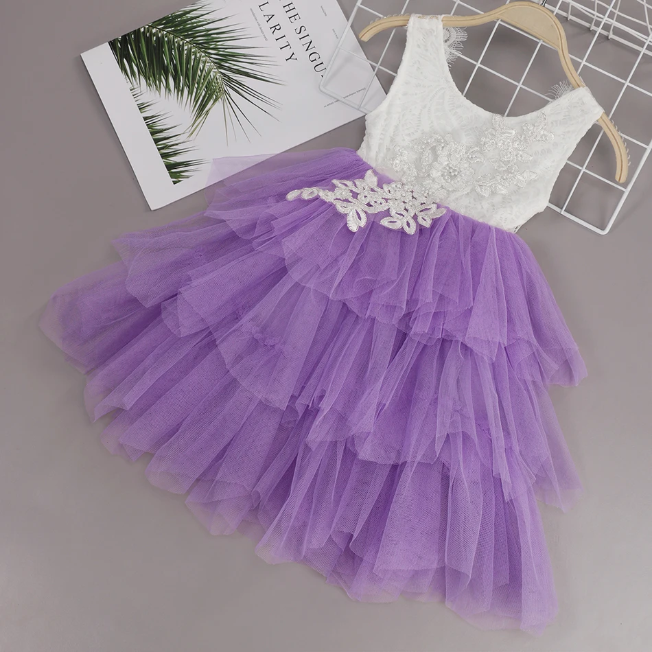 

Gilrs Princess Dresses Costumes Party Purple Elegant Dress Up Fantasy Cosplay Carnival Birthday Clothing Fashion Tulle Dress