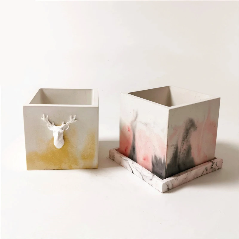 Квадратный цветочный горшок бетонная форма мини штукатурка силиконовые формы