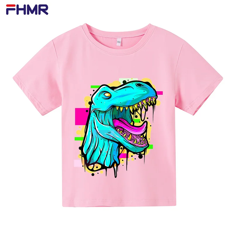 Летняя Повседневная рубашка с динозавром винтажная модная Милая свободная