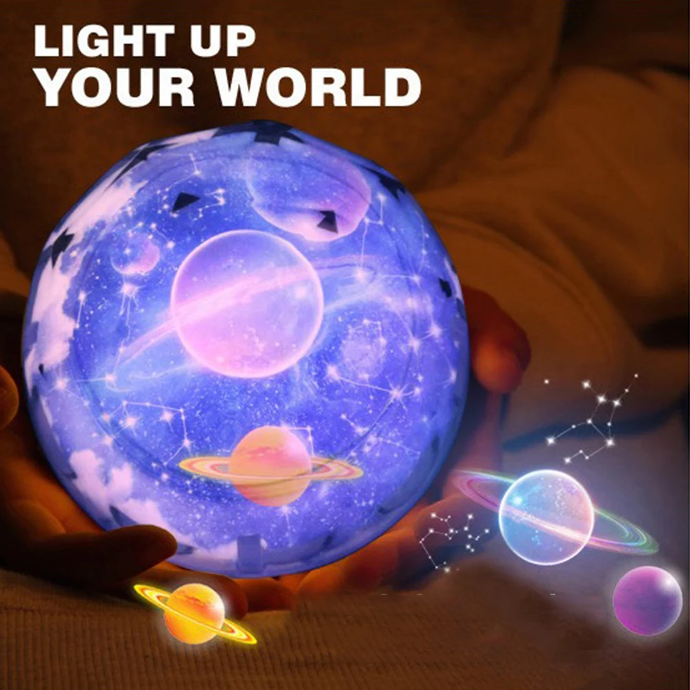 Ночник проектор для детской спальни вращающаяся на 360 ° планеты светодиодный