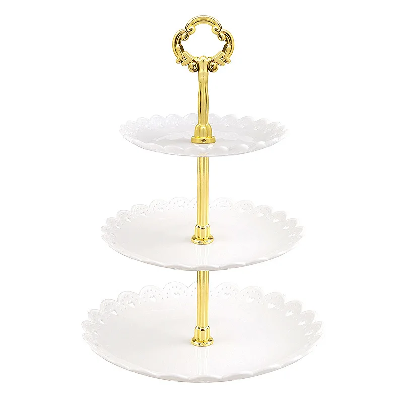 

European-style Dessert Table, Fruit Plate, Three-tier Cake Stand, Dessert Stand, Wedding Party Candy Plate Plastic