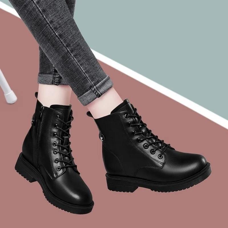 Stiefeletten für Damen Herbst Winter Damen Chelsea-Stiefel Kurze Stiefel Flache Schuhe Mode Plateaustiefel Gothic Botas De Mujer