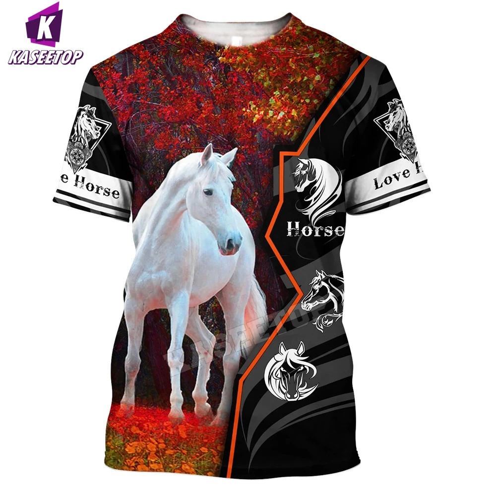 

Tracksuit Men T-shirt Love Horse 3D Print Animal Short Sleeve Tee Shirts Women Fashion Harajuku Unisex Streetwear Summer Tops