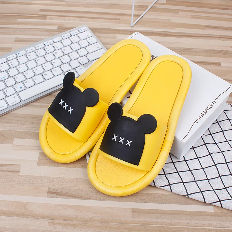 Женские тапочки с головой медведя женские летние Нескользящие домашние милым