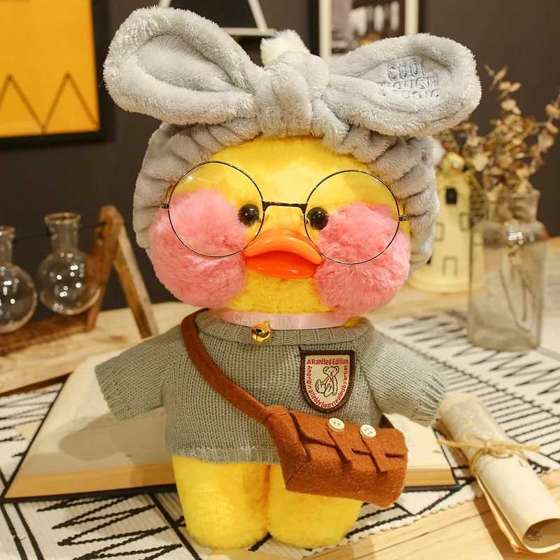 Mu&ntilde;eco de pato amarillo con &aacute;cido hialur&oacute;nico para ni&ntilde;os, mu&ntilde;eco de felpa suave con dise&ntilde;o de pato Lalafanfan coreano de 30cm, ideal para cumplea&ntilde;os-1