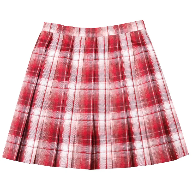 Юбка школьная в клетку JK с завышенной талией плиссированная Милая пикантная