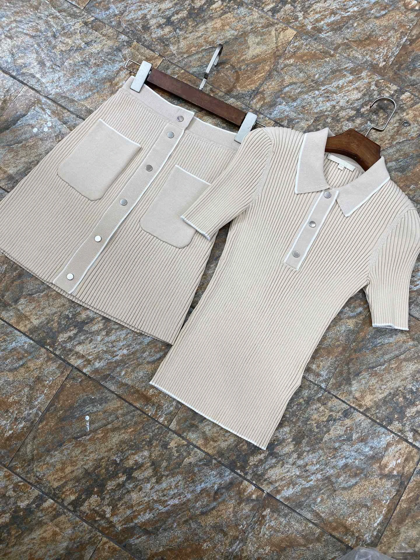 107114 отложной воротник 2020 Элегантный женский комплект с юбкой | Женская одежда