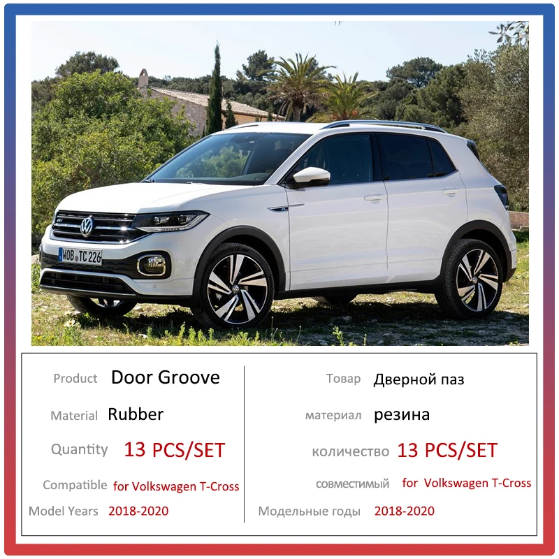 for VW Volkswagen T-Cross 2018 2019 2020 Rubber Anti-slip Mat Door Groove Cup Pad Gate Slot Coaster Accessories Phone Cushion |