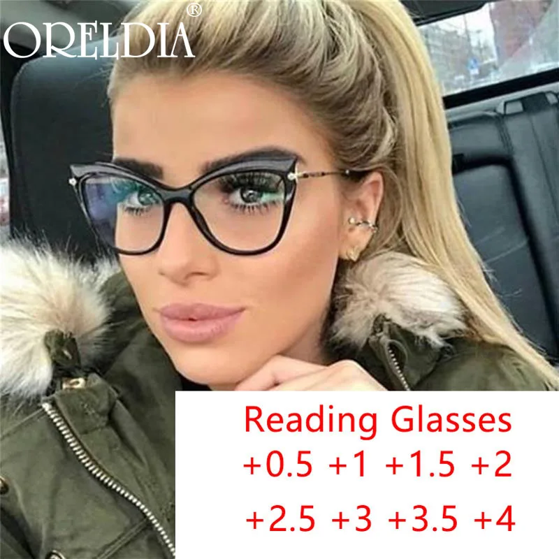 

Luxury Brand Deisgner Cat Eye Reading Glasses Wommen Vintage Eyeglasses Frame Transaprent Computer Glasses Clear Lens Spectalces