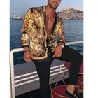 Мужская одежда в европейском стиле США 2021, Повседневная модная рубашка с принтом, Мужская шелковая атласная приталенная рубашка с длинным рукавом и цветочным принтом, мужские топы для вечеринки