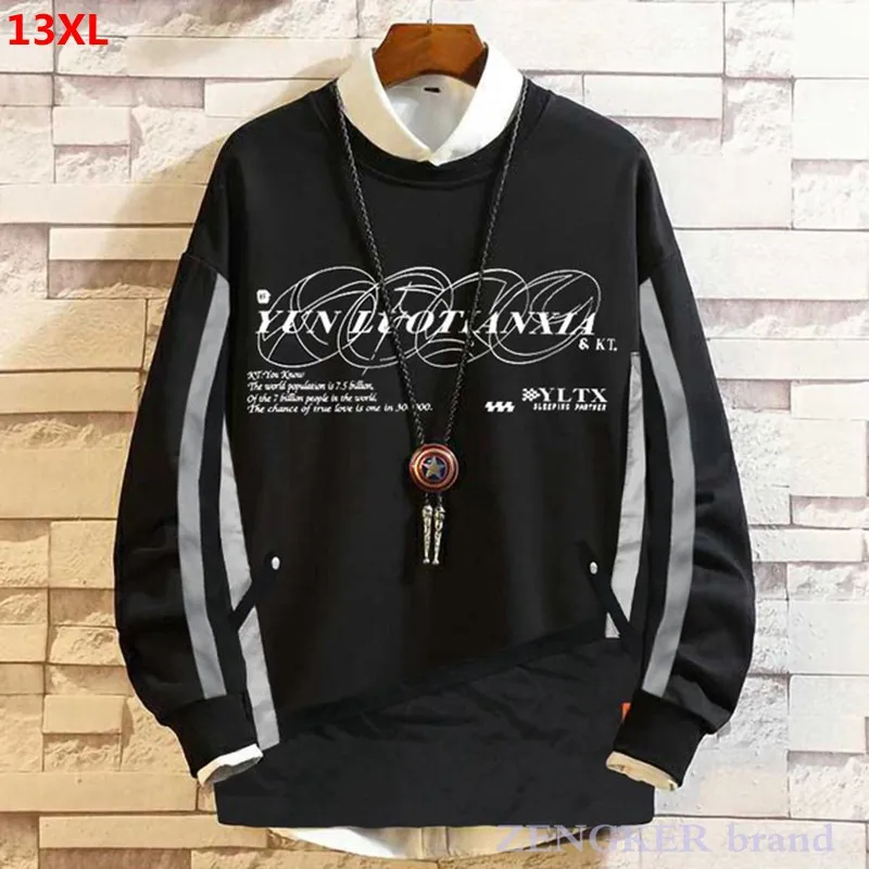 Autumn man extra-large size men's casual round neck sweater plus loose 11XL 12XL 13XL sweatshirt oversized hoodie | Мужская одежда - Фото №1