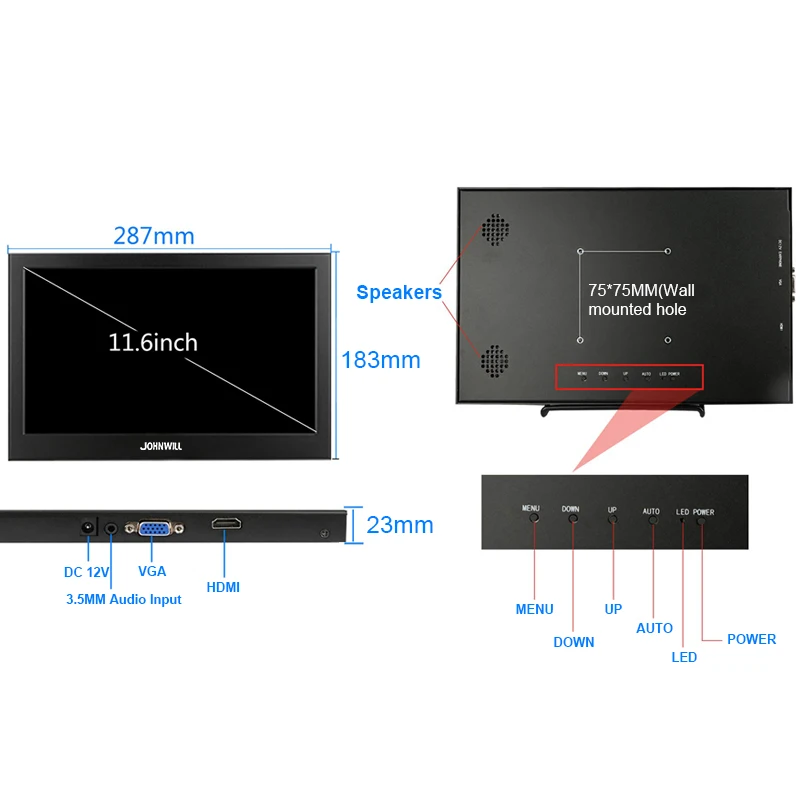 11,6 дюймов HD 1080P портативный монитор 1920x1080 ips широкоформатный светодиодный ЖК-Дисплей HDMI/VGA игровая консоль/Raspberry Pi PS3 PS4 Xbox360