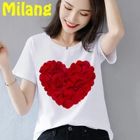 sweet heart fashion graphic mujer camisetas white top t shirts summer aesthetics graphic short sleeve t shirt polyester t shirt