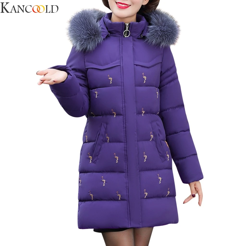 Женская куртка с капюшоном KANCOOLD длинная теплая хлопковая средней длины большим