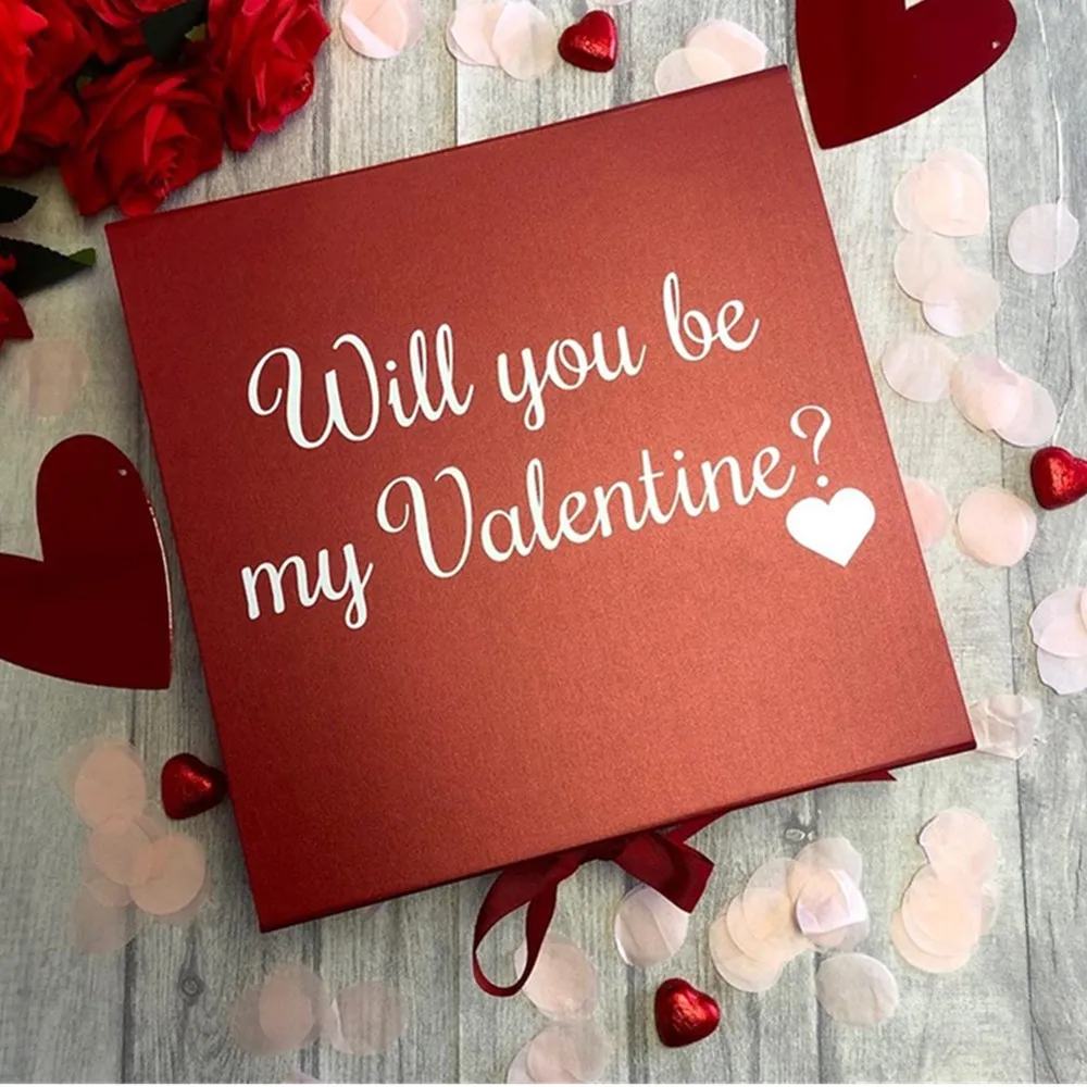 

Will you be my Valentine Luxury Red Gift Box, Memory Keepsake Box, Someone Special Girlfriend Boyfriend Partner Valentines Gift