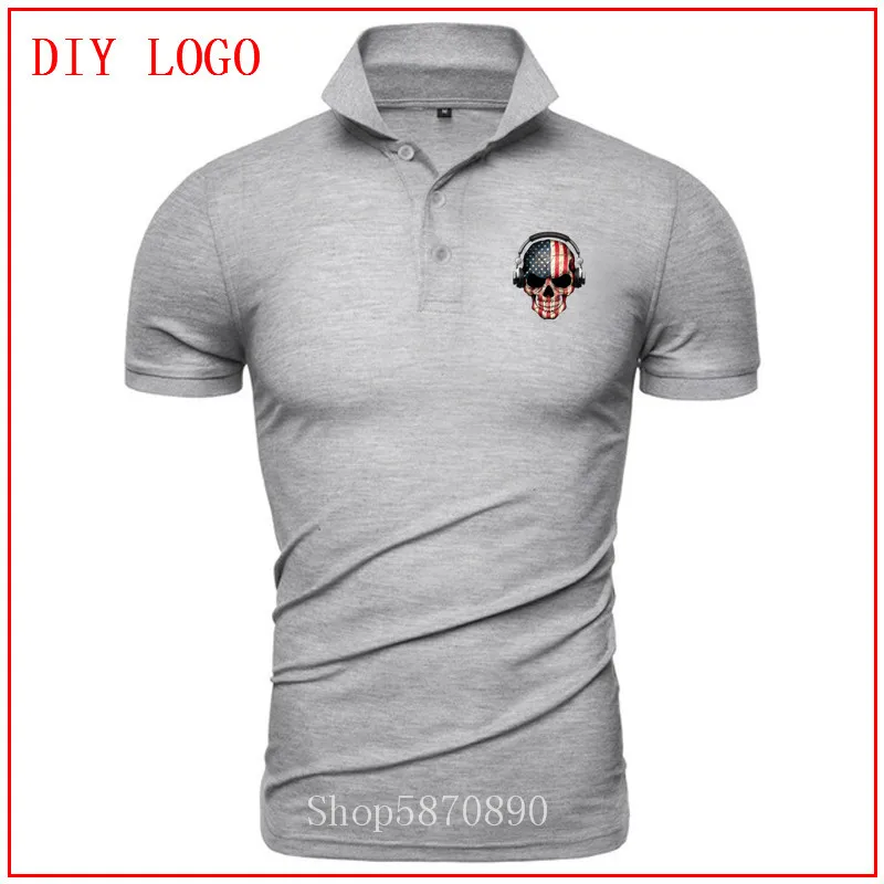 Мужская летняя футболка поло с изображением черепа в стиле панк американским