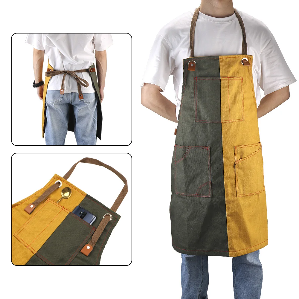 

Новый модный джинсовый фартук с карманами для инструментов для мужчин и женщин нагрудник регулируемые Кухонные фартуки унисекс Рабочий Фа...