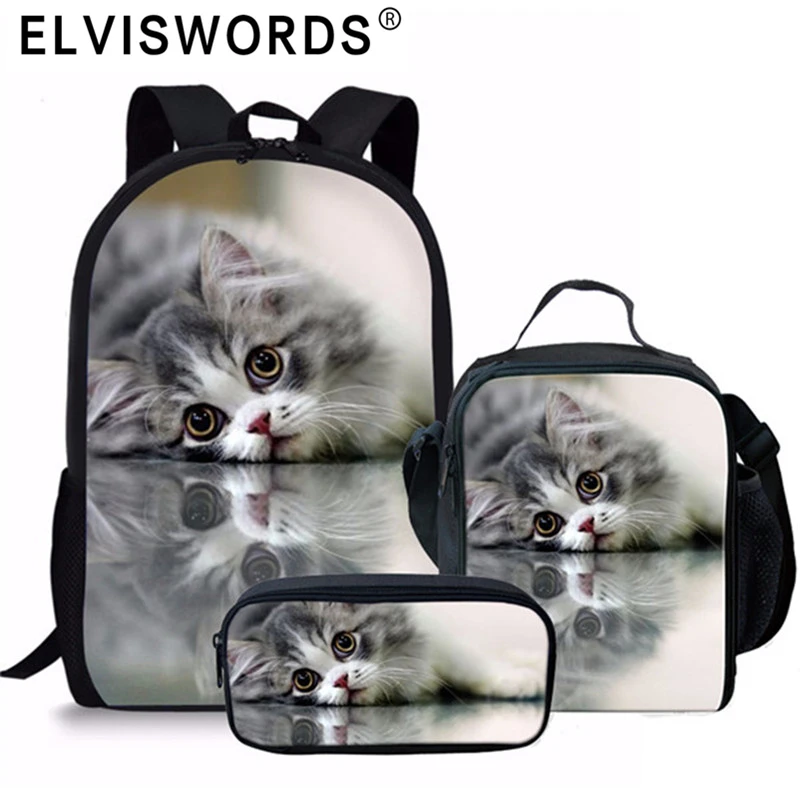 ELVISWORDS восхитительные школьные ранцы с котом 3 шт./компл. классный школьный рюкзак