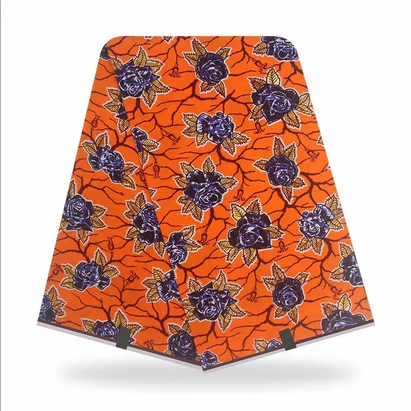 

Popular Wax African Fabric 2021 High Quality Embroidered Ankara 100% Cotton Print Fabrics 6 Yards For Party Dress Wax-H0122
