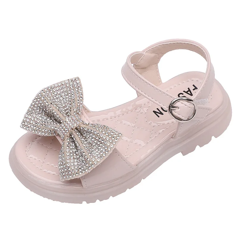 

Summer Girls Sandals 2021 New Soft Bottom Fashion Children Shoes Baby Western Style Girl Princess Shoes Bow-knot Flats Chic Hot