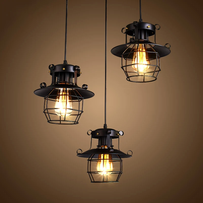 

Industrial Vintage Iron Pendant Lights Dining Room Bar Cafe Retro Hanging Lamp Fixtures Home Indoor Decor Suspension Luminaires