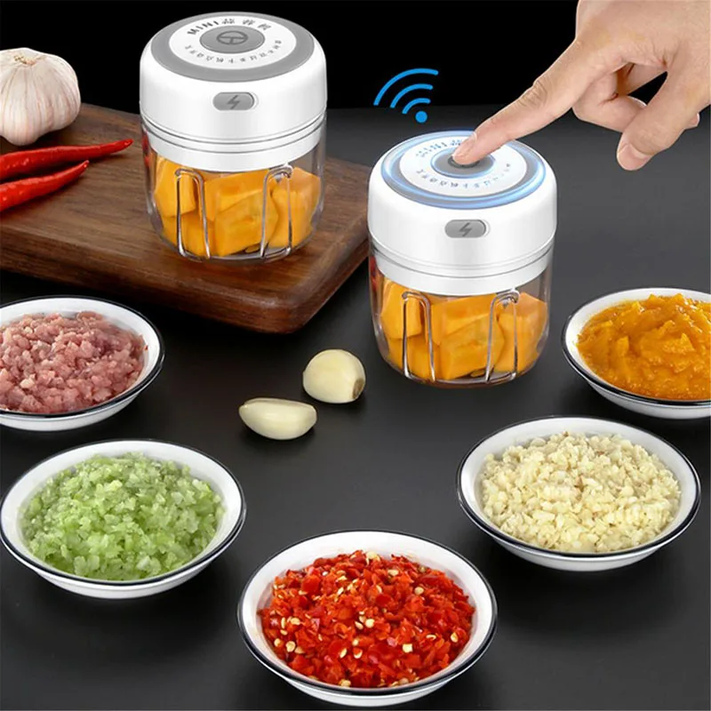 

100/250ml Garlic Masher Press USB Wireless Electric Mincer Vegetable Chili Meat Grinder Food Crusher Chopper Kitchen Accessories