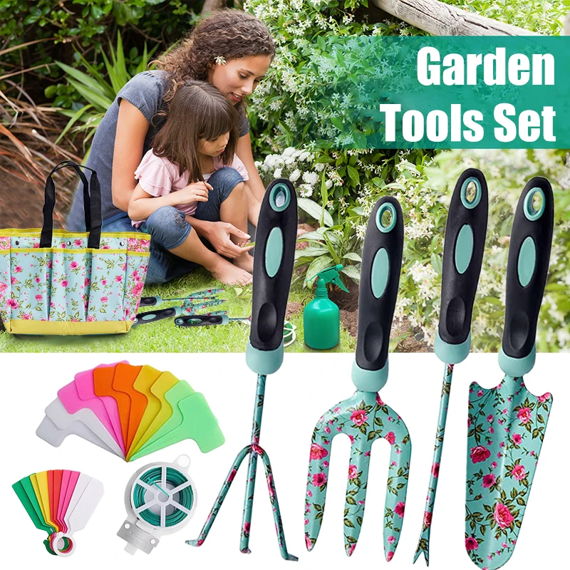

Набор инструментов для сада, комплект садовых инструментов из нержавеющей стали с цветочным принтом