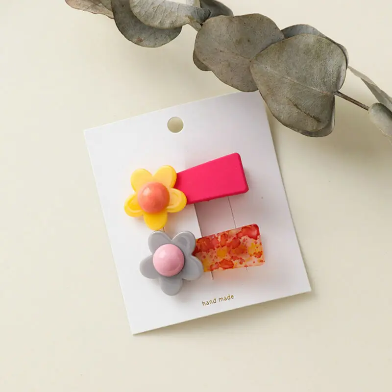 Милые мини-акриловые заколки для девочек детские цветочные защелки-фиксаторы