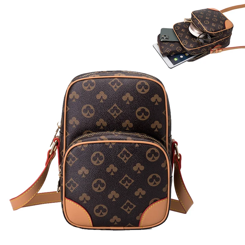 

Retro Classic Printed Shoulder Bag For Men New Square Crossbody Bag Brand Vertical Phone Storage Bags Personality Small Purses