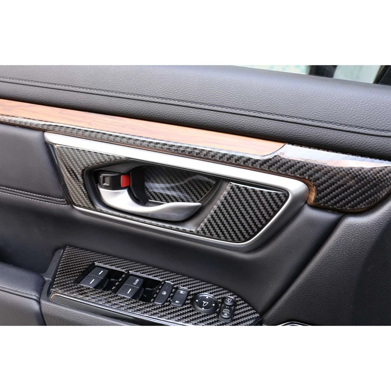 

4Pcs Carbon Fiber ABS Interior Door Handle Bowl Cover Trim for Honda CR-V CRV 2016-2019 Car Stylings