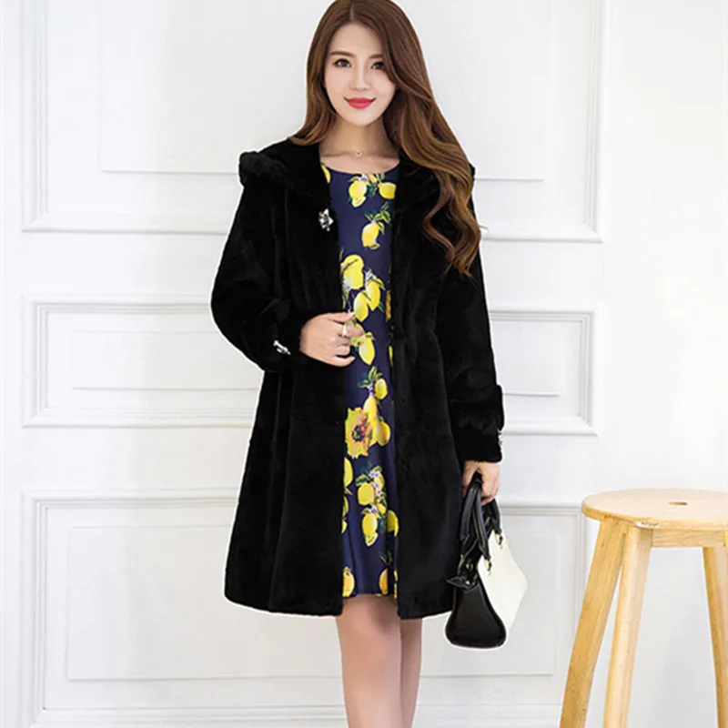 Женское зимнее длинное Свободное пальто из искусственной кожи|Куртки