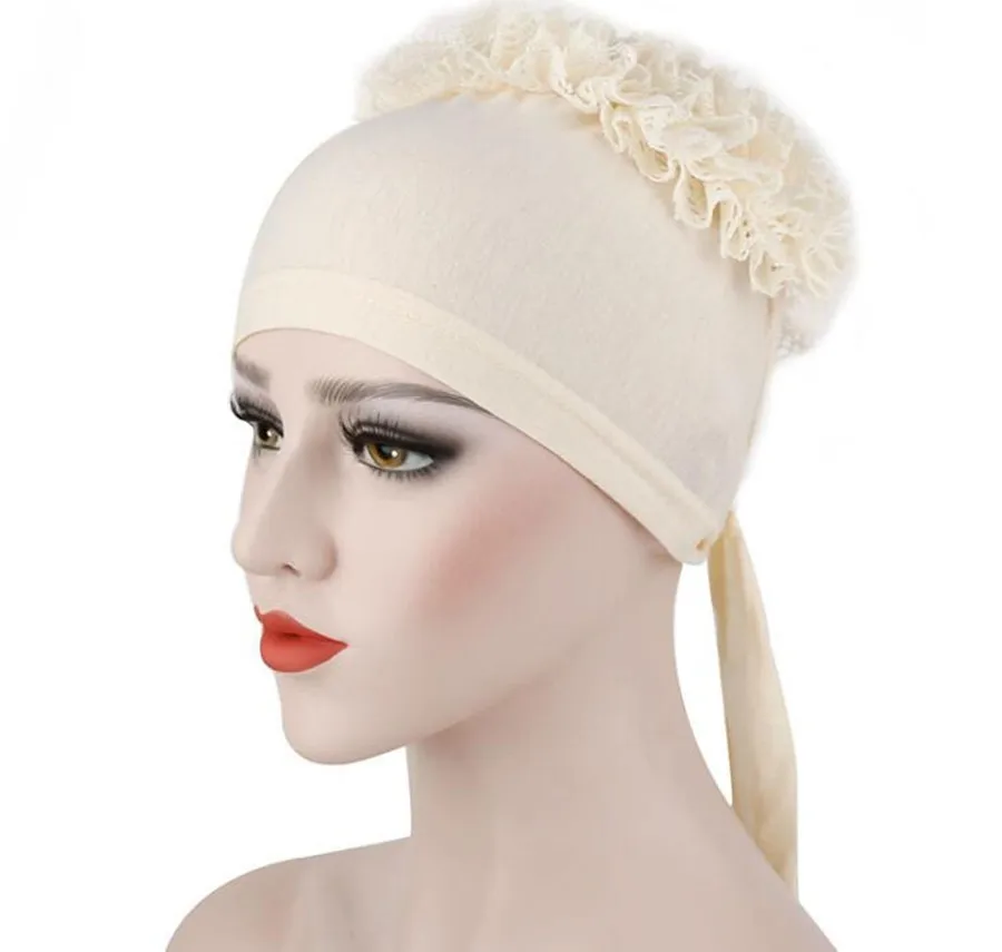 

Women Muslim Hijab Chemotheropy Hat Ramadan Turban Hat Lace Flower Ladies Summer Beanie Head Wrap African Bonnet Caps Bandana