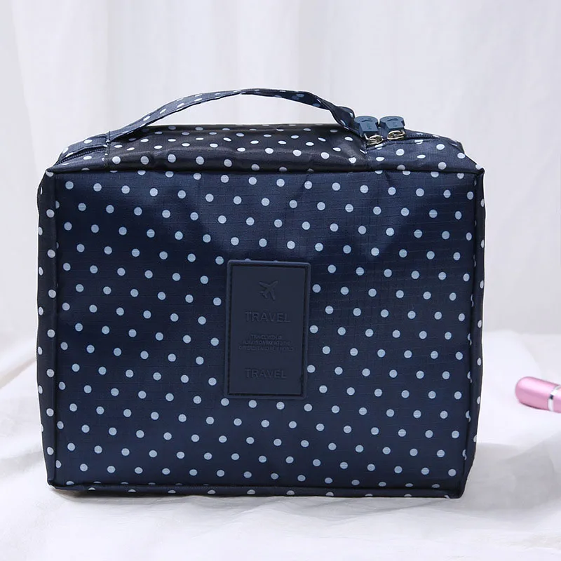 Navy blue dot Новинка, многофункциональная косметичка для путешествий, женская сумка, косметички, органайзер для туалетного столика, женские водонепроницаемые футляры для хранения - Цвет: Navy blue dot