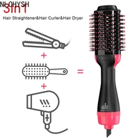 electric 3 in 1 hair dryer brush one styling step hair dryer volumizer salon hot air brush fast drying straightening curling