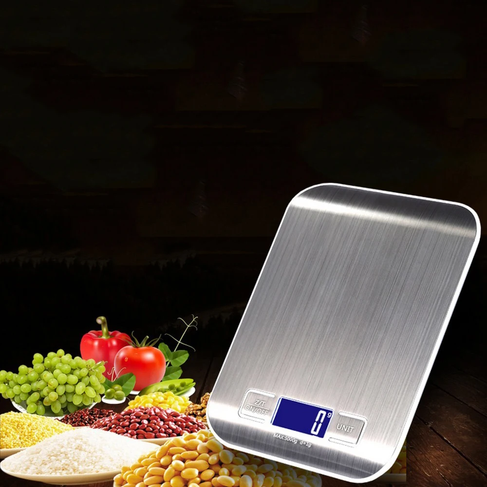 

5/10Kg OZ/ML/LB/G Kitchen Scale Stainless Steel Weighing Scale Food Diet Postal Balance Measuring Tool LCD Electronic Scales