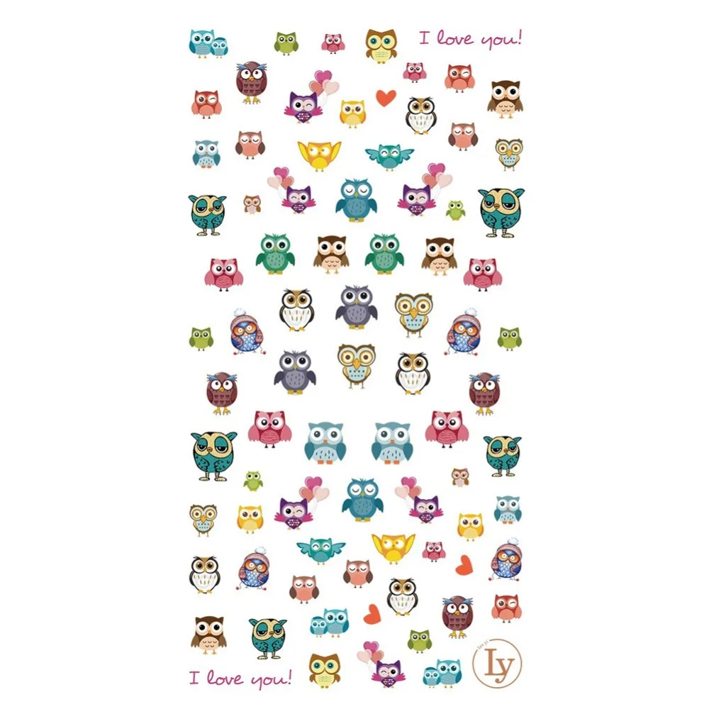 5 листов дизайна ногтей переводные наклейки с животными совой водные Обертывания