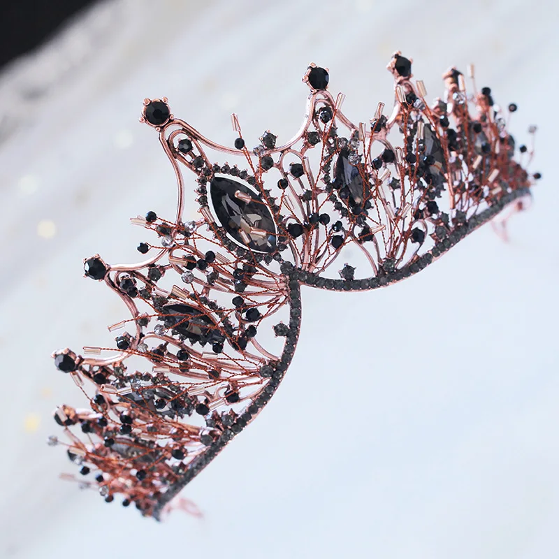 KMVEXO New Big Baroque Handmade Crystal Princess Crowns for Queen Rhinestone Tiaras Diadem Wedding Bridal Hair Accessories