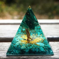 handmade tree of life orgone pyramid 50mm malachite with turquoise crystal reiki energy healing