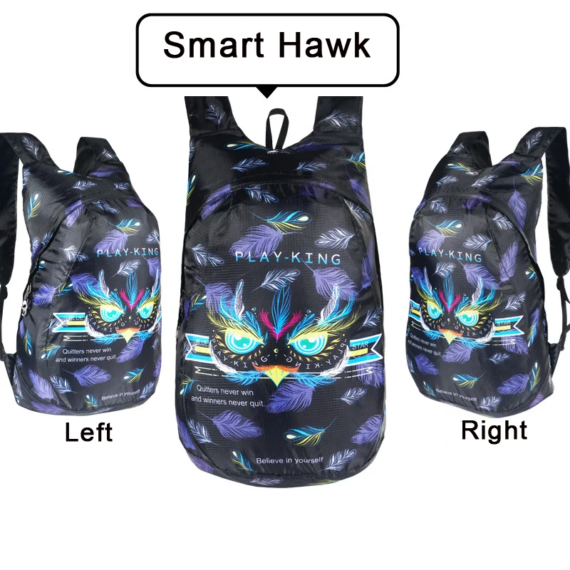 Smart Hawk PLAYKING Открытый легкий нейлоновый складной рюкзак для путешествий женские водонепроницаемые сверхлегкие рюкзаки складная сумка для мужчин походный 30л - Цвет: Smart Hawk