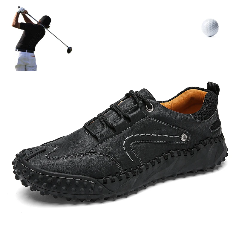 

Мужские Нескользящие кроссовки для гольфа, классические кеды из кожи, большие размеры 38-46, на осень