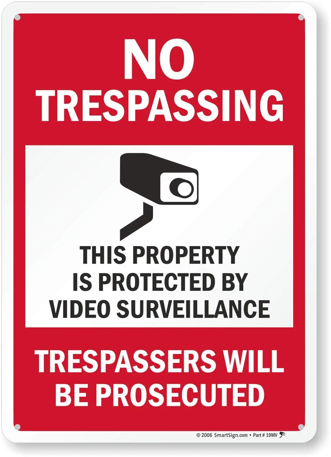 

SmartSign No Trespassing This Property is Protected by Video Surveillance Sign | 12" x 8" Aluminum, 12"x 8" Aluminum