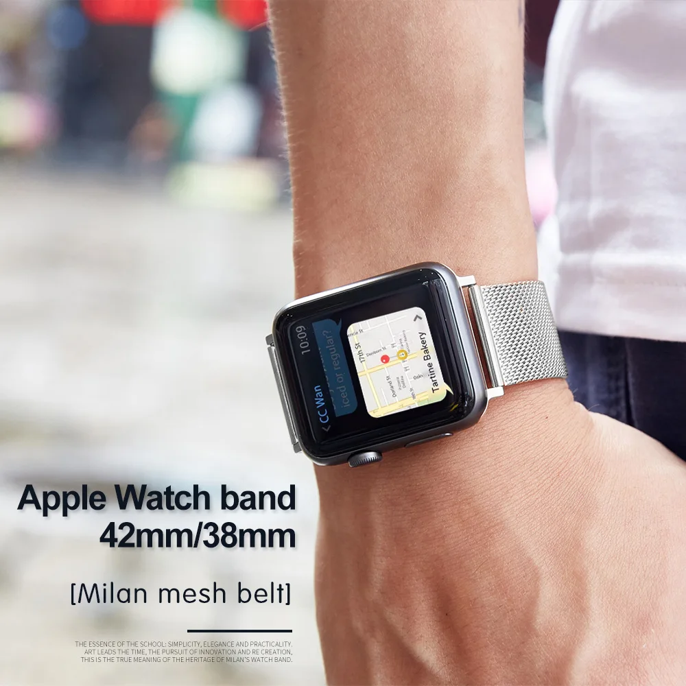 Ремешок Миланская петля из нержавеющей стали для apple watch 38 мм 40 42 44 ремешок iwatch series