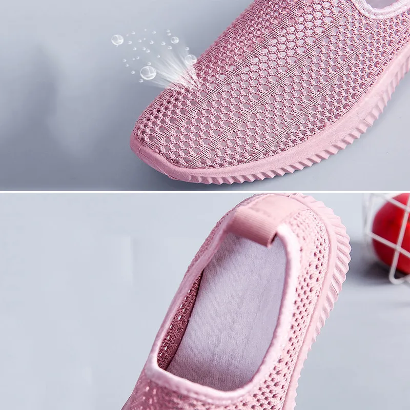 

Black Mesh knitted Fabric Hollow Breathable Light Running Shoes 2021Summer Soft Bottom Casual Shoes Non-Slip Womens Sneakers