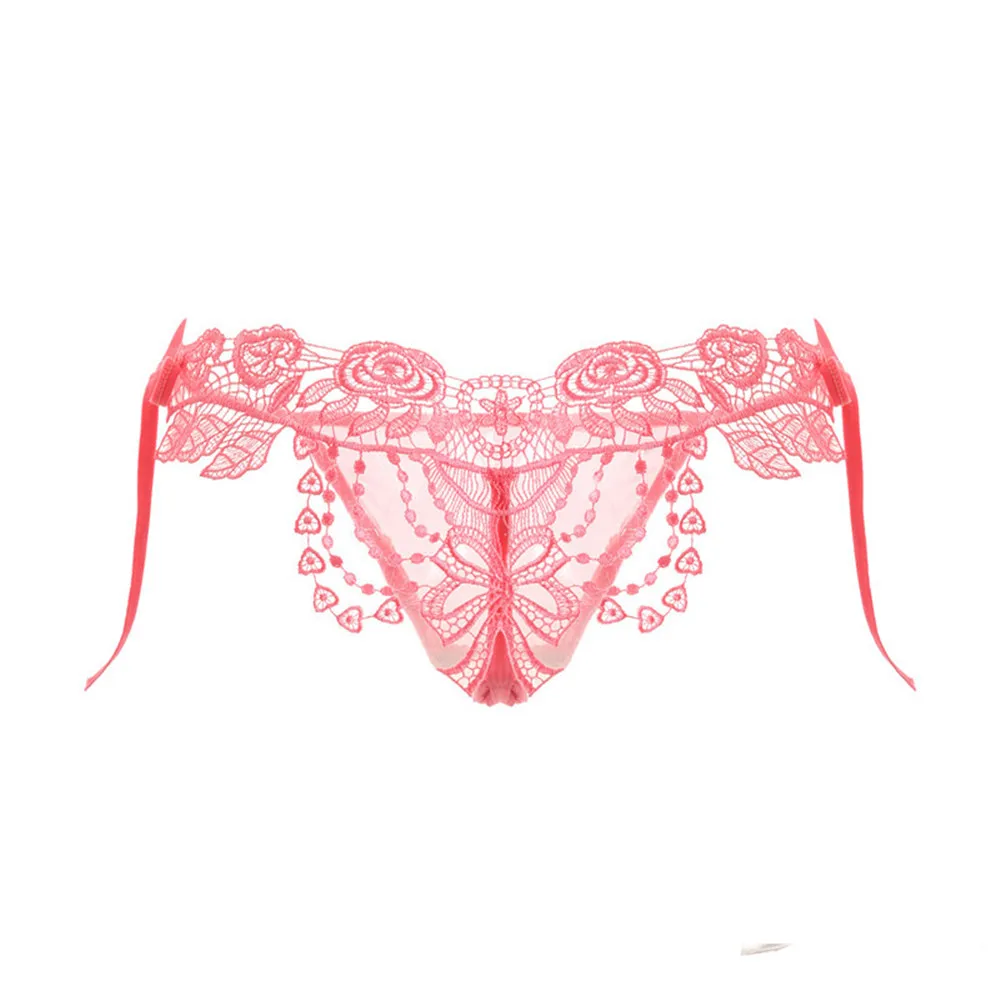 

Low-waist Women's Sexy Lingerie Panties Thongs Lace String Femme Bandage Hollow Out Underpants Tanga Female Open Crotch Briefs