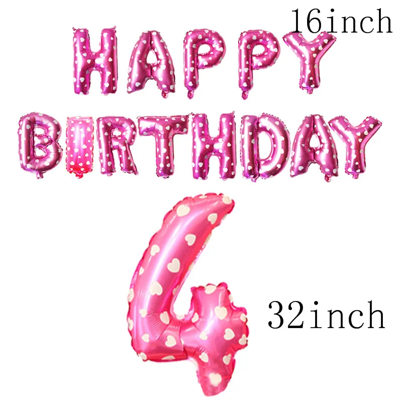 Chicinlife мальчик девочка 4th Happy Birhday украшение номер 4 шар День рождения корона шляпа 4 года День рождения принадлежности - Цвет: pink 4