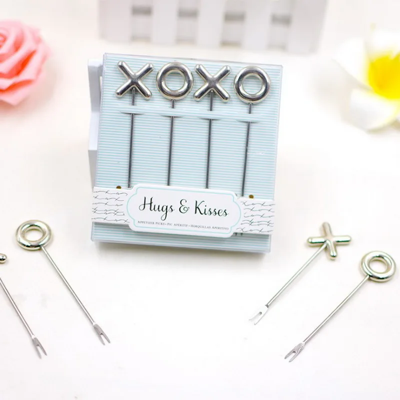 

6PCS XOXO Stainless Steel Appetizer Picks Wedding Favors Eco-friendly Metal Fruit Forks Kitchen Party Supplies