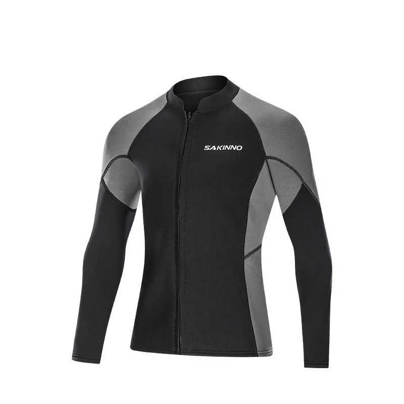 2MM Neoprene wetsuit men Diving jacket long sleeve snorkeling coat winter surfing spearfishing fishing thermal Swimwear | Спорт и