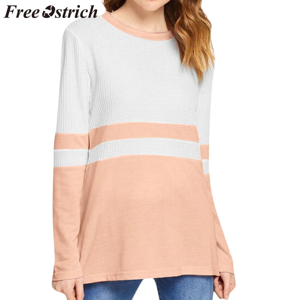 Женский свитер с круглым вырезом FREE OSTRICH оранжевый свободный длинными рукавами и