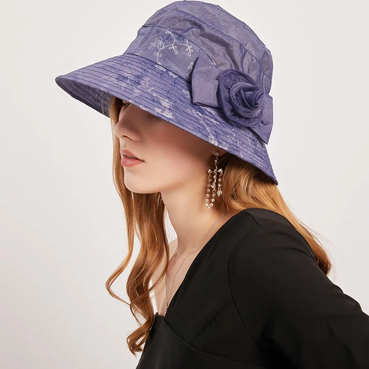 

Spring Summer Middle-Aged Elderly Bucket Hat Summer Thin Women Organza Sun Hat Breathable Mother Sun Hat